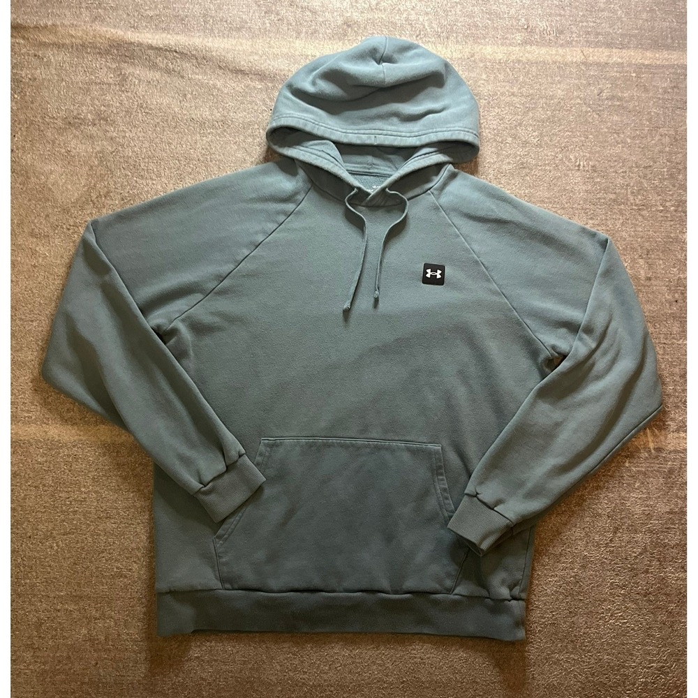Under Armour Mens ColdGear Rival Fleece Hoodie Blue Gray Loose Fit Large Fitness